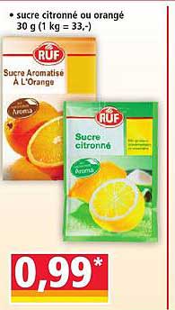Sucre citronné ou orangé 30 g (1 kg = 33.-)