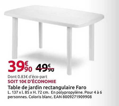 Table de jardin rectangulaire Faro
