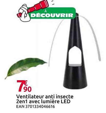Ventilateur anti insecte 2en1 avec lumière LED