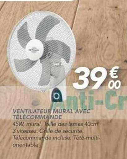 VENTILATEUR MURAL AVEC TÉLÉCOMMANDE