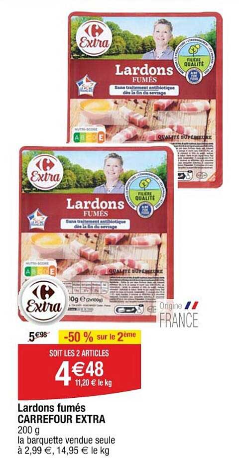 Lardons fumés CARREFOUR EXTRA