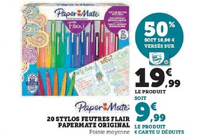 20 STYLOS FEUTRES FLAIR PAPERMATE ORIGINAL