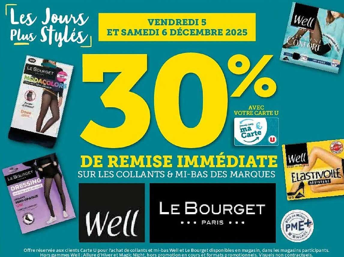 30% DE REMISE IMMÉDIATE SUR LES COLLANTS & MI-BAS DES MARQUES