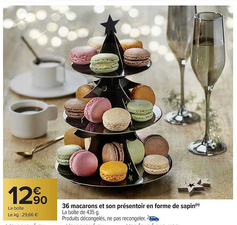 36 macarons et son présentoir en forme de sapin