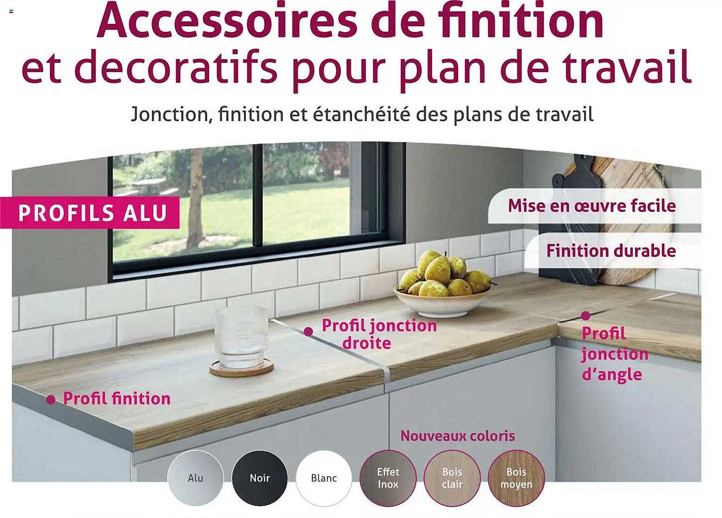Accessoires de finition et décoratifs pour plan de travail