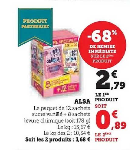 ALSA - 68% de remise immédiate sur le 2ème produit