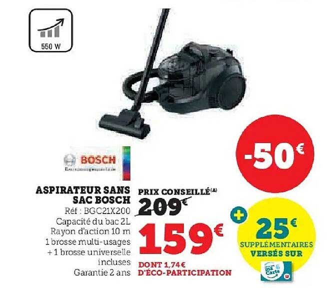 ASPIRATEUR SANS SAC BOSCH