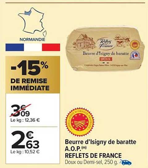 Beurre d'Isigny de baratte A.O.P. (m) Reflets de France