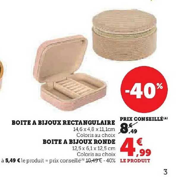 BOITE A BIJOUX RECTANGULAIRE & BOITE A BIJOUX RONDE