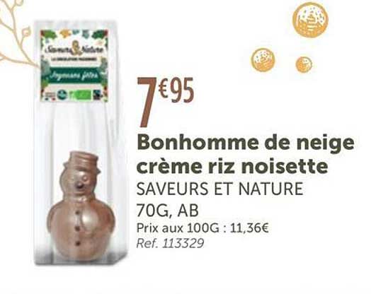 Bonhomme de neige crème riz noisette