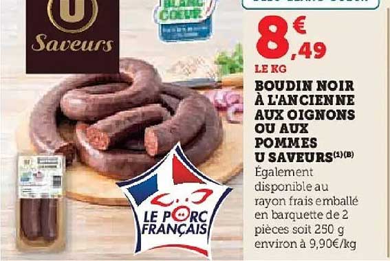 BOUDIN NOIR À L'ANCIENNE AUX OIGNONS OU AUX POMMES U SAVEURS