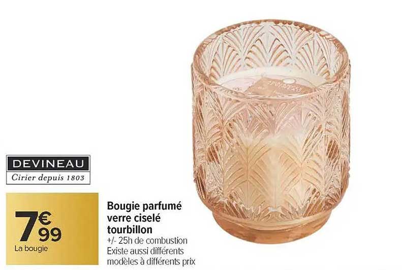 Bougie parfumé verre ciselé tourbillon