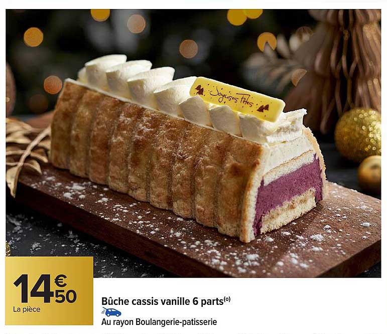 Bûche cassis vanille 6 parts