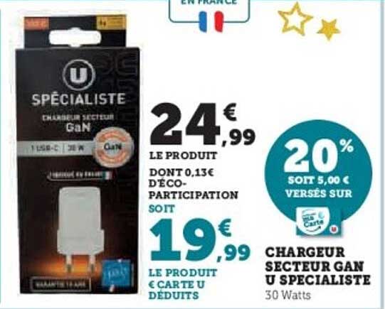Chargeur secteur GaN U Spécialiste