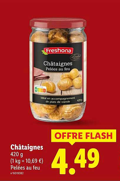 Châtaignes Pelées au feu