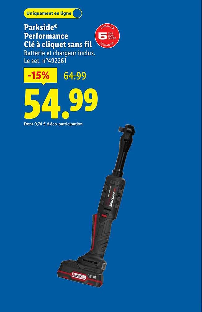 Clé à cliquet sans fil Parkside® Performance