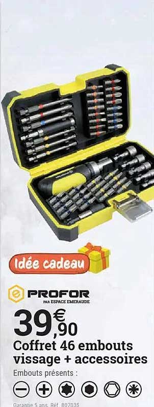 Coffret 46 embouts vissage + accessoires