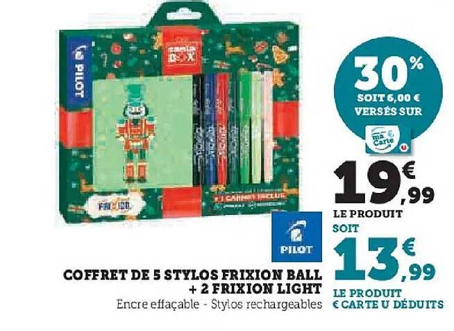 COFFRET DE 5 STYLOS FRIXION BALL + 2 FRIXION LIGHT