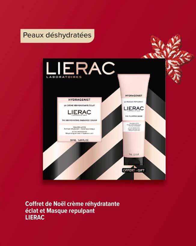 Coffret de Noël crème réhydratante éclat et Masque repulpant LIERAC