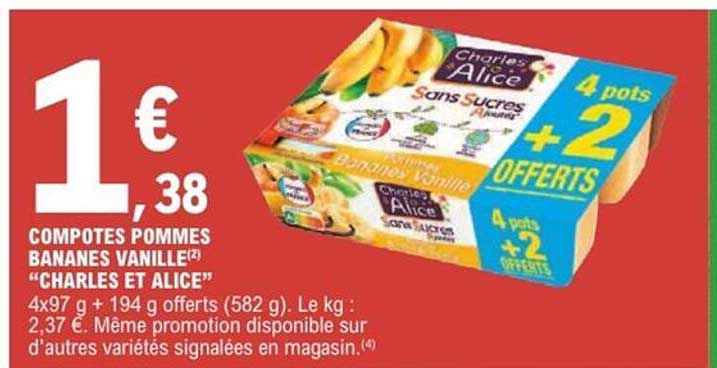 COMPOTES POMMES BANANES VANILLE "CHARLES ET ALICE"
