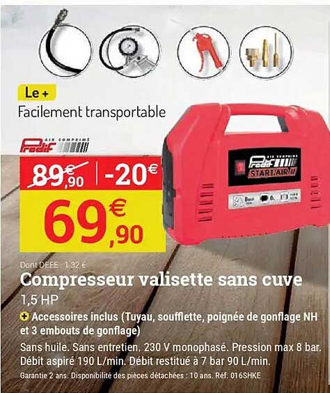 Compresseur valisette sans cuve 1,5 HP