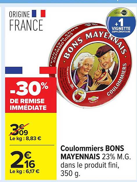 Coulommier BONS MAYENNAIS 23% M.G. dans le produit fini, 350 g