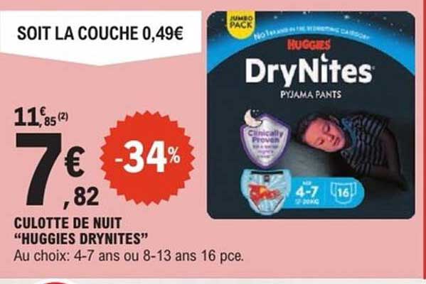CULOTTE DE NUIT “HUGGIES DRYNITES”