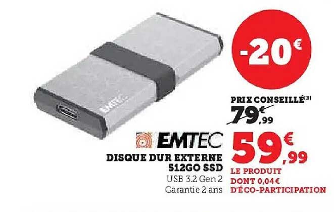 DISQUE DUR EXTERNE 512GO SSD