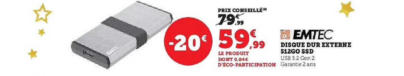 DISQUE DUR EXTERNE 512GO SSD