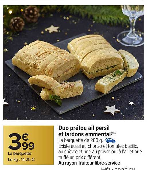 Duo préfou ail persil et lardons emmental