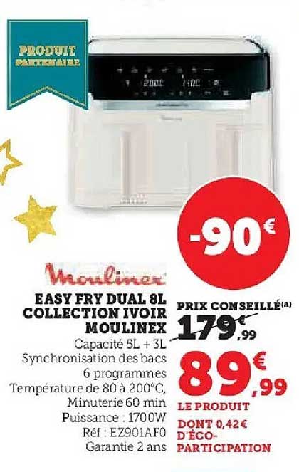 EASY FRY DUAL 8L COLLECTION IVOIR MOULINEX