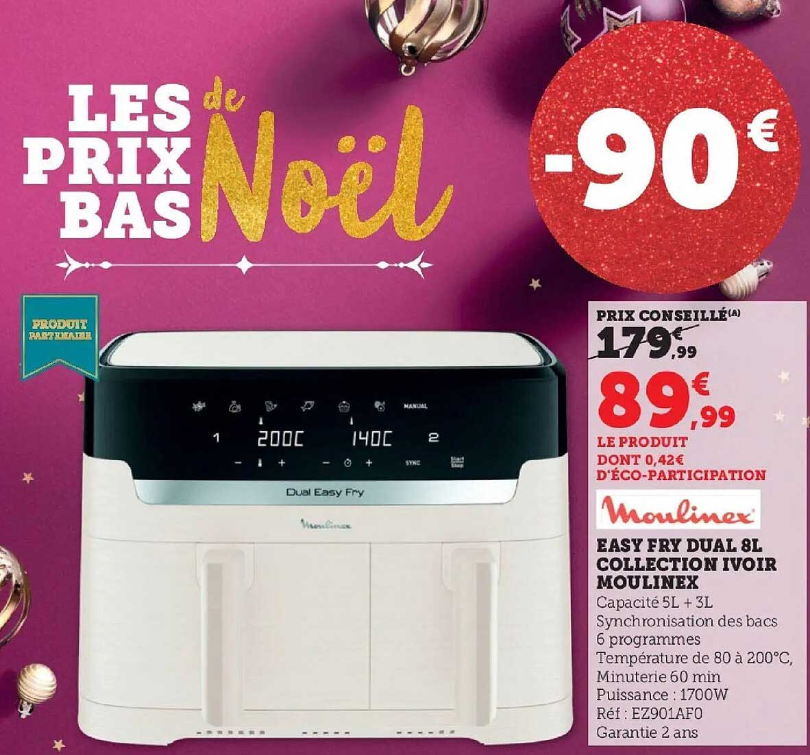 EASY FRY DUAL 8L COLLECTION IVOIR MOULINEX