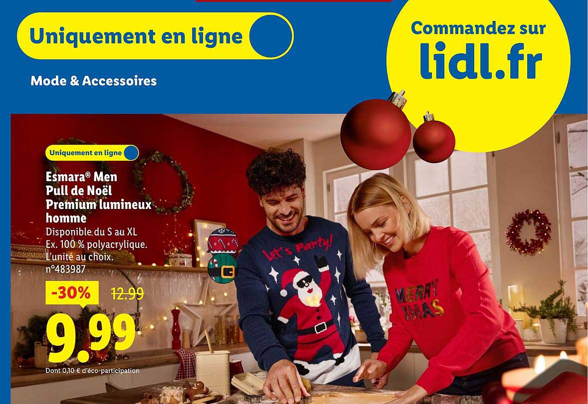 Esmara® Men Pull de Noël Premium lumineux homme