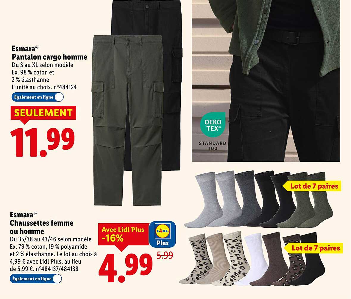 Esmara® Pantalon cargo homme