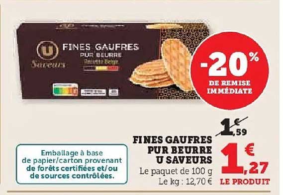 FINES GAUFRES PUR BEURRE U SAVEURS