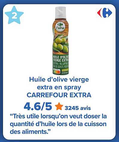 Huile d'olive vierge extra en spray CARREFOUR EXTRA