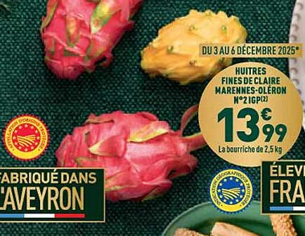 Huitres Fines de Claire Marennes-Oléron N° 2 1 G.P. (P21)