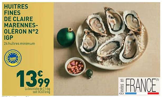 HUITRES FINES DE CLAIRE MARENNES-OLÉRON N°2 IGP