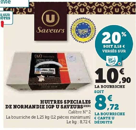 HUITRES SPECIALES DE NORMANDIE IGP U SAVEURS