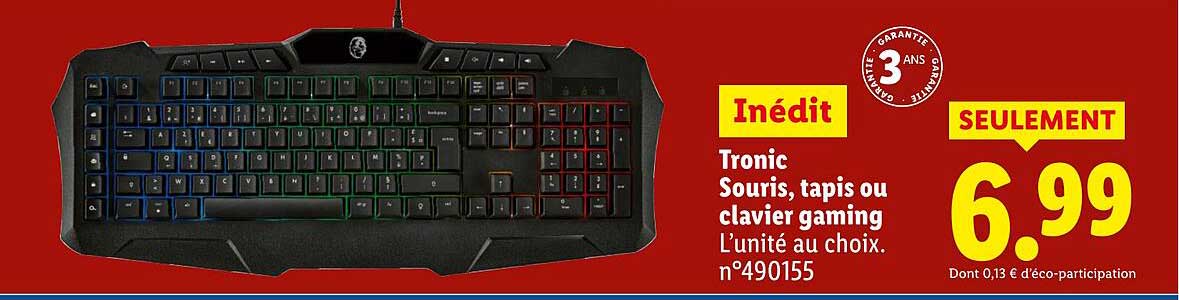 Inédit Tronic Souris, tapis ou clavier gaming L’unité au choix.