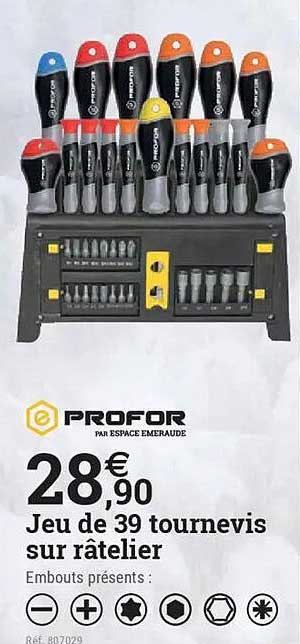 Jeu de 39 tournevis sur râtelier