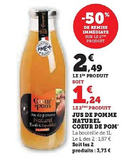 JUS DE POMME NATUREL COEUR DE POM'