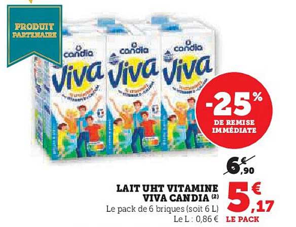 LAIT UHT VITAMINE VIVA CANDIA