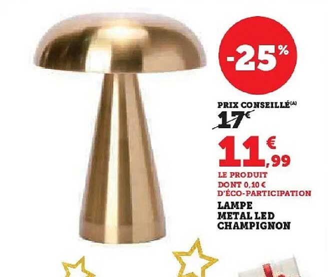 LAMPE METAL LED CHAMPIGNON