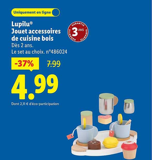 Lupilu® Jouet accessoires de cuisine bois