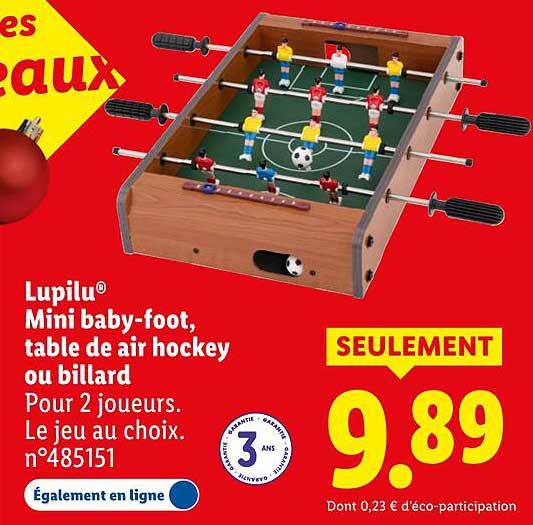 Lupilu® Mini baby-foot, table de air hockey ou billard