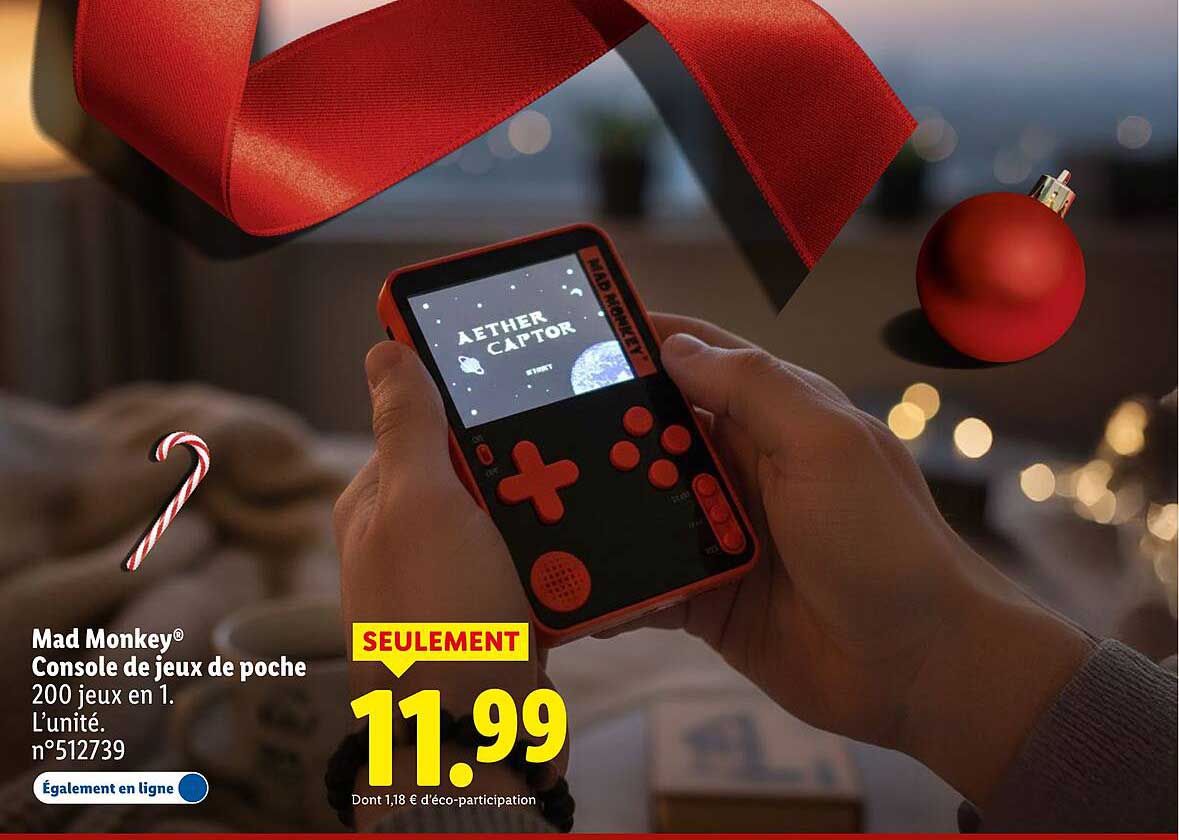 Mad Monkey® Console de jeux de poche 200 jeux en 1.