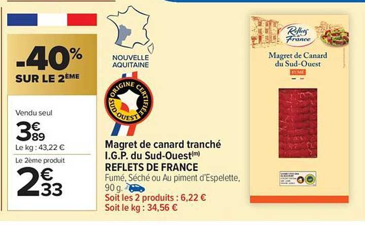 Magret de canard tranché I.G.P. du Sud-Ouest(m) REFLETS DE FRANCE