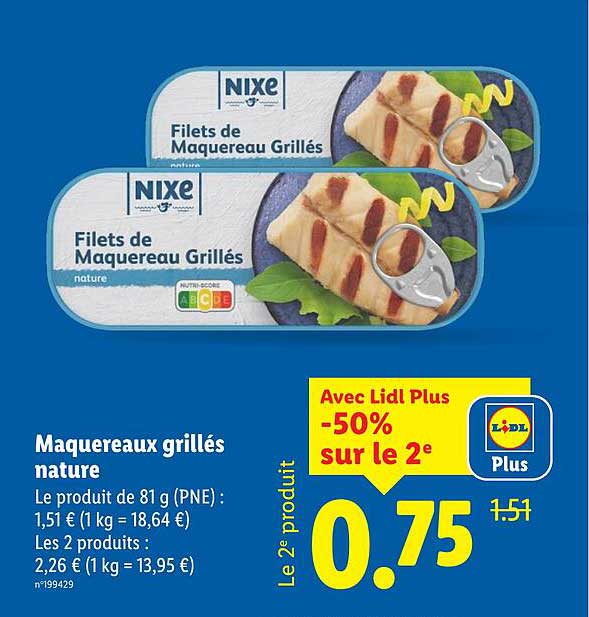 Maquereaux grillés nature