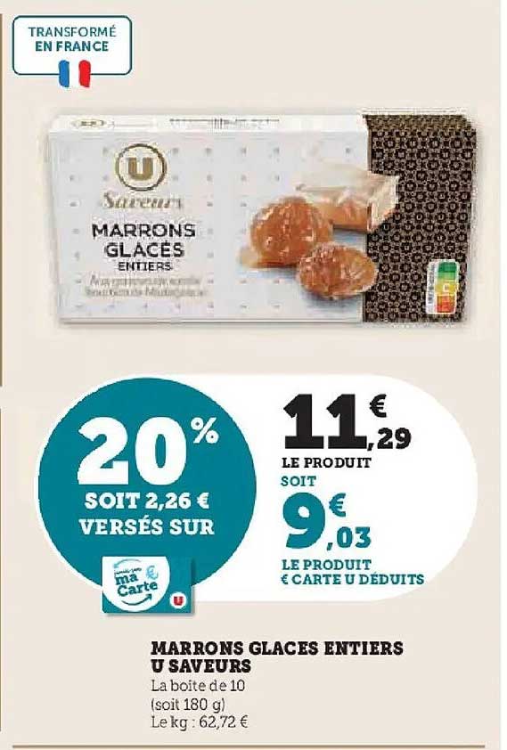 MARRONS GLACES ENTIERS U SAVEURS